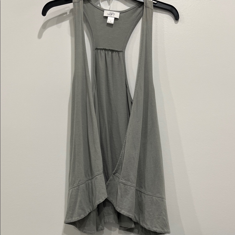 🌷3 Tops for $18 - LOFT Gray Draped Racerback 100% Cotton Tank Vest, SzM